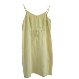 Tori Richard Y2K Babydoll Silk Palm Tree Embroidered Dress Light Green Size 10